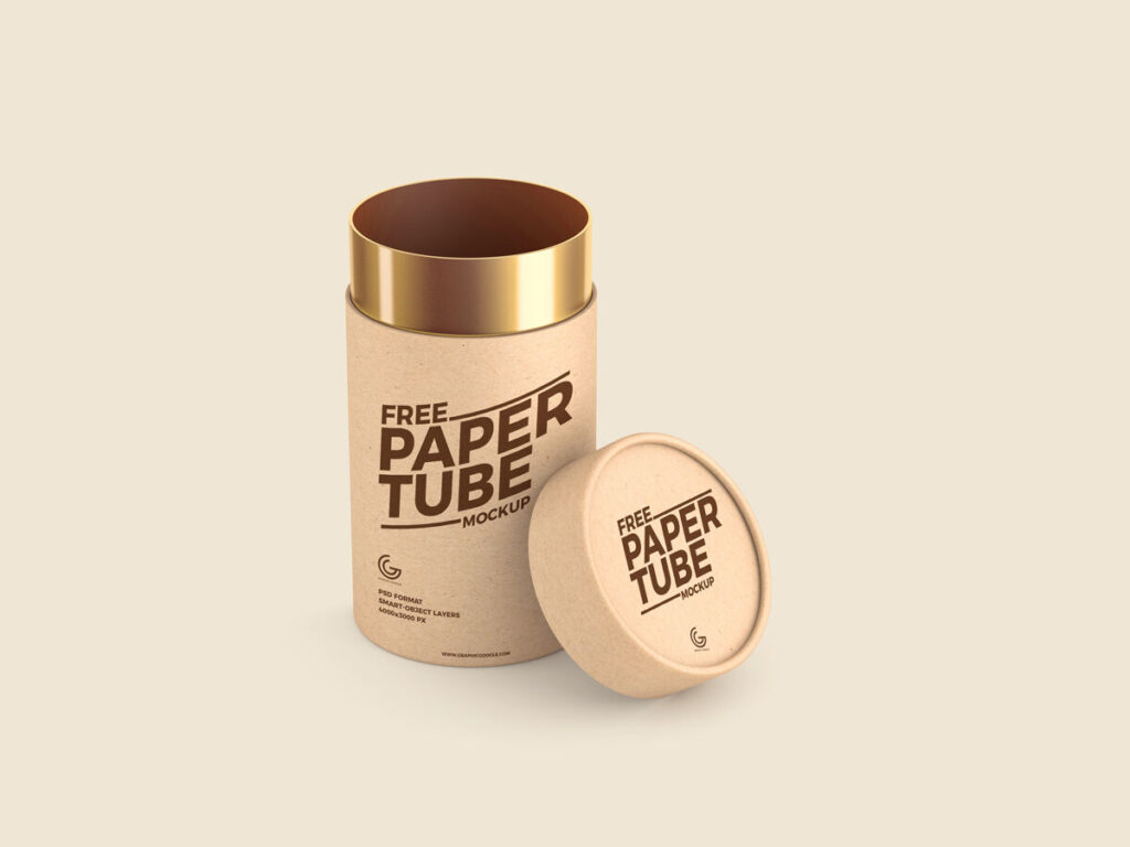 Front View of Round Paper Tube Packaging Mockup