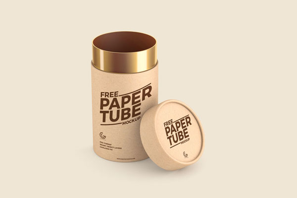 Front View of Round Paper Tube Packaging Mockup