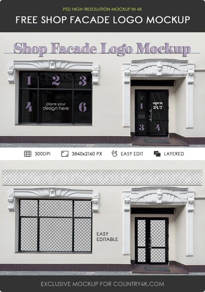 Front View of Shop Facade Mockup