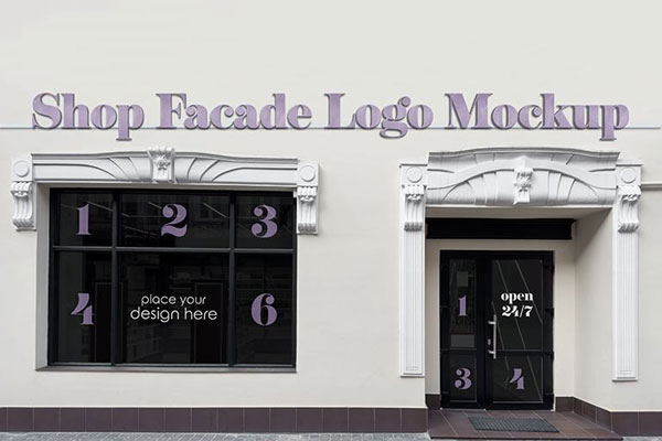 Front View of Shop Facade Mockup