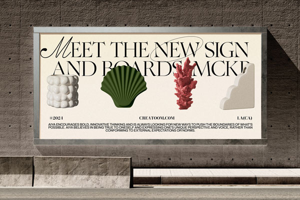 Front View of Sidewalk City Billboard Mockup