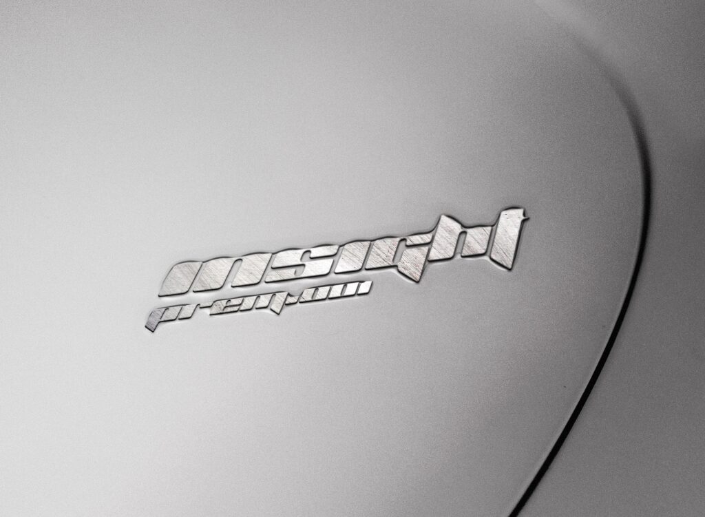Front View of Simple Metal Engraved Logo Mockup