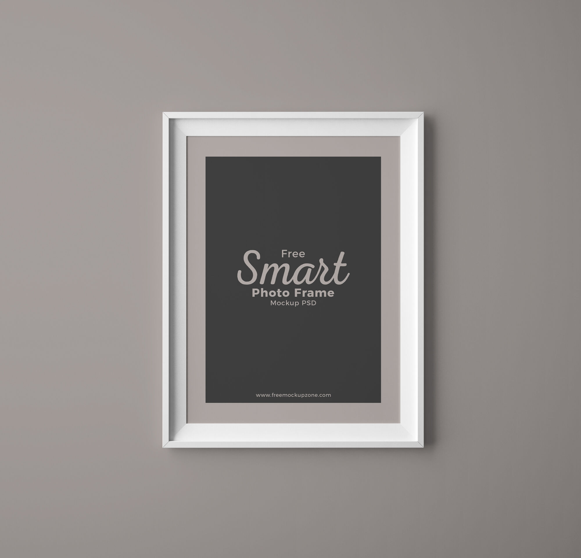 Front View of Simple Wall Mounted Photo Frame Mockup FREE PSD