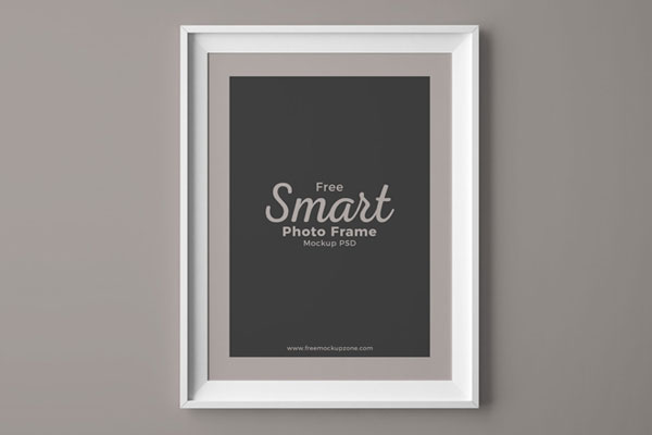 Front View of Simple Wall Mounted Photo Frame Mockup