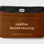 Front View of Small Leather Wallet Mockup