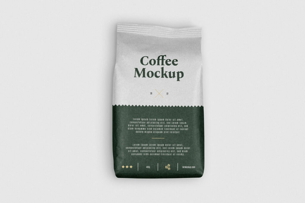Front View of Small Paper Coffee Bag Mockup