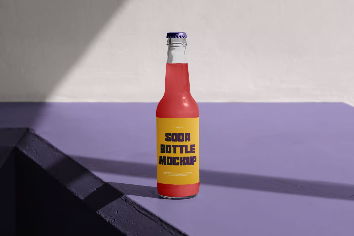 Free Front View of Soda Bottle Mockup PSD Template