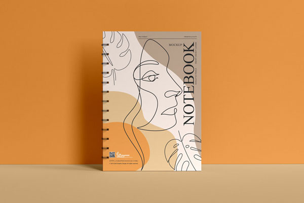 Front View of Spiral A4 Notebook Mockup
