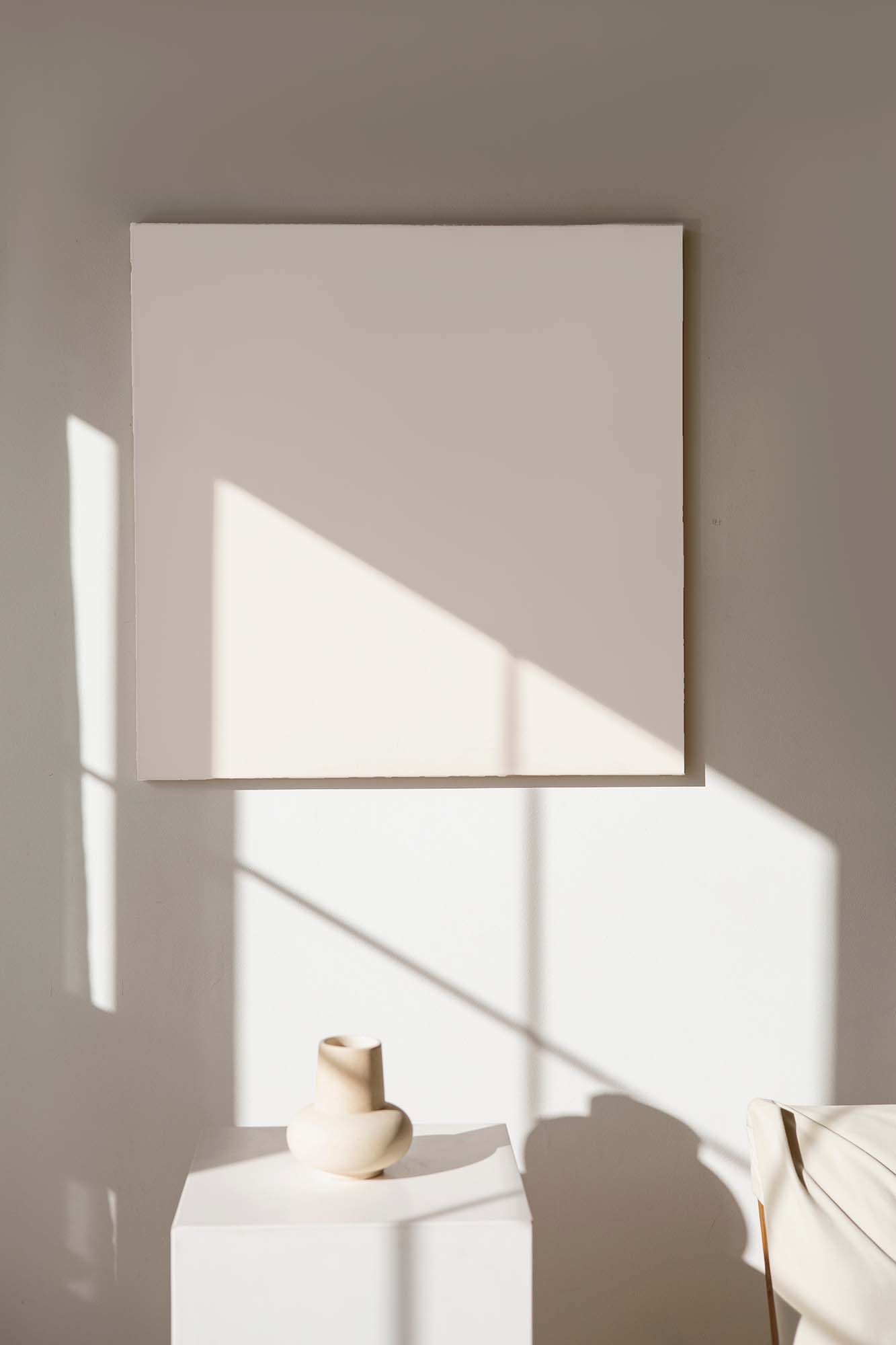 Front View of Square Canvas Mockup on Sunbeam Aura FREE PSD