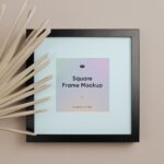 Front View of Square Frame Mockup Featuring Plant