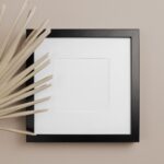 Front View of Square Frame Mockup Featuring Plant