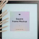 Front View of Square Frame Mockup Featuring Plant