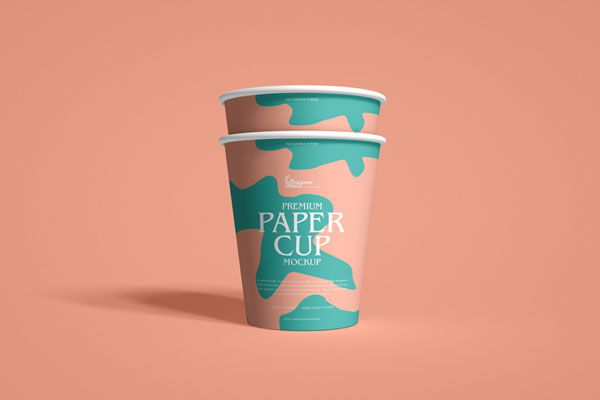 Front View of Stacked Paper Cup Mockup