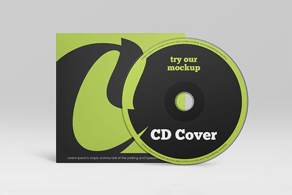 Front View of Standing CD and Paper Cover Mockup