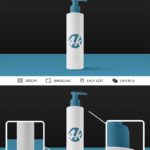 Front View of Standing Cosmetic Dispenser Bottle Mockup