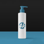 Front View of Standing Cosmetic Dispenser Bottle Mockup