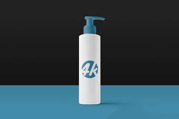 Front View of Standing Cosmetic Dispenser Bottle Mockup