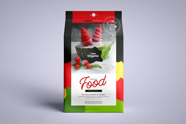 Front View of Standing Food Pouch Bag Mockup