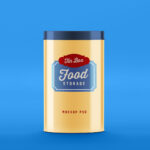 Front View of Standing Food Storage Tin Can Mockup
