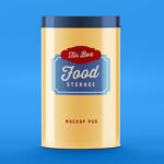 Front View of Standing Food Storage Tin Can Mockup