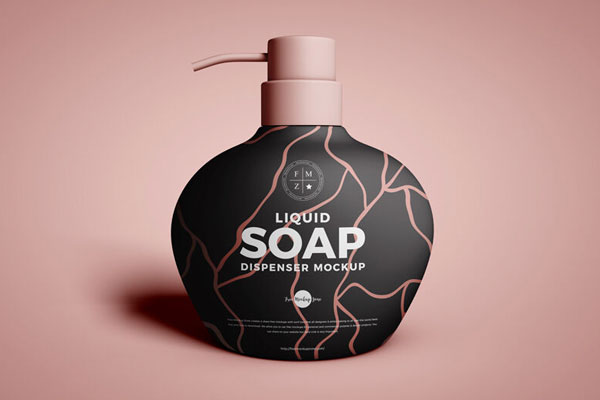 Front View of Standing Liquid Soap Dispenser Bottle Mockup