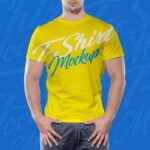 Front View of Standing Man Model Wearing a T-shirt Mockup