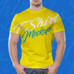 Front View of Standing Man Model Wearing a T-shirt Mockup