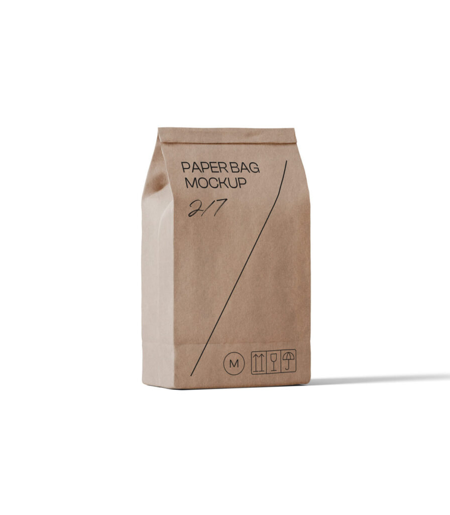 Front View of Standing Paper Bag Mockup