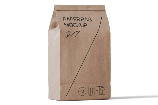 Front View of Standing Paper Bag Mockup