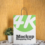 Front View of Standing Paper Shopping Bag Mockup