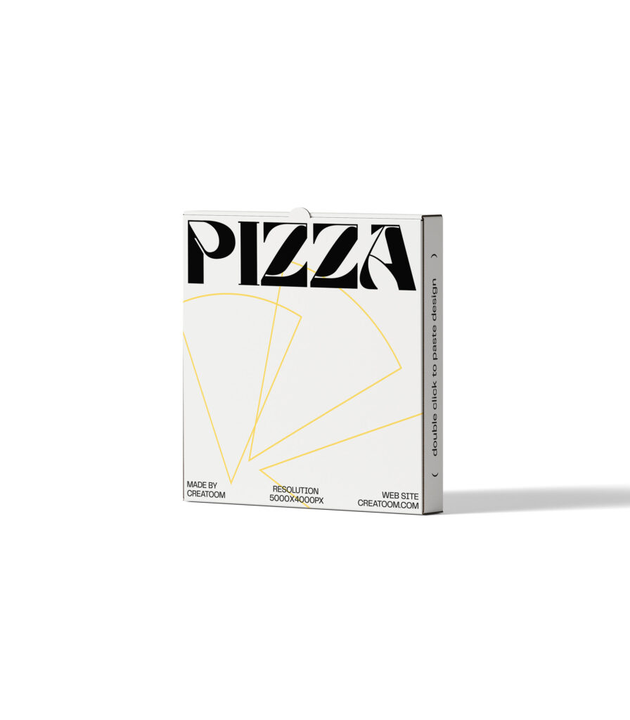 Front View of Standing Pizza Box Mockup