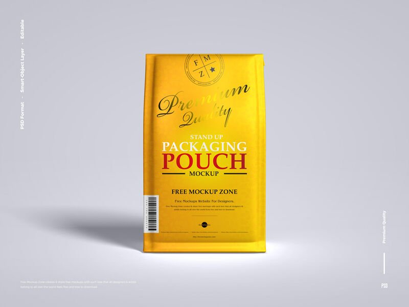 Front View of Standing Pouch Packaging Mockup