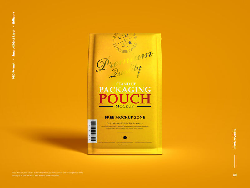 Front View of Standing Pouch Packaging Mockup