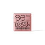 Front View of Standing Square Sachet Mockup