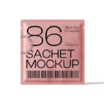 Front View of Standing Square Sachet Mockup