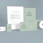 Front View of Standing Stationery Items Mockup