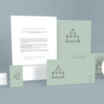 Front View of Standing Stationery Items Mockup