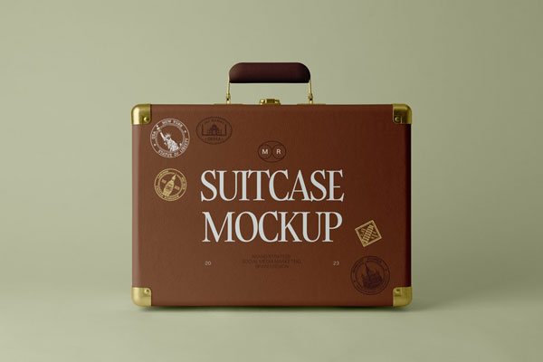 Front View of Standing Suitcase Mockup