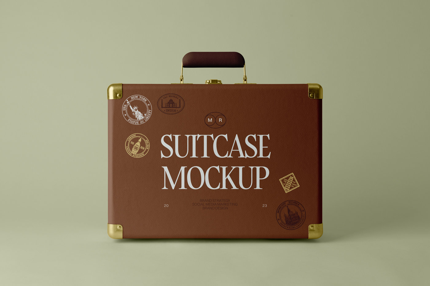 Front View of Standing Suitcase Mockup FREE PSD