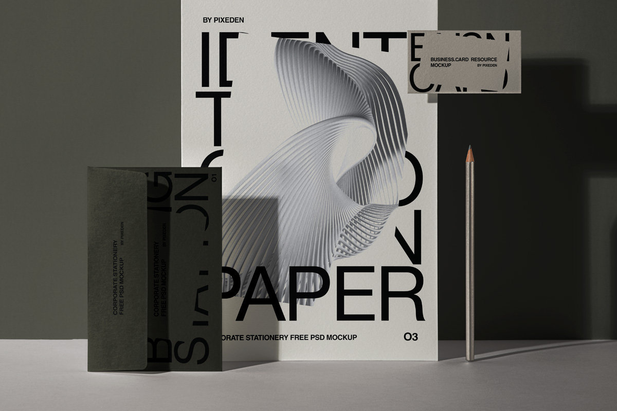 Front View of Stationery Corporate Mockup Set FREE PSD