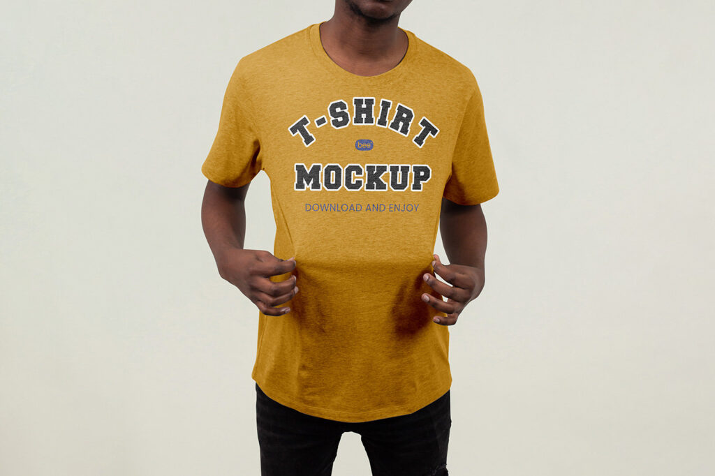 Front View of T-Shirt Mockup with Men