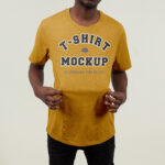 Front View of T-Shirt Mockup with Men