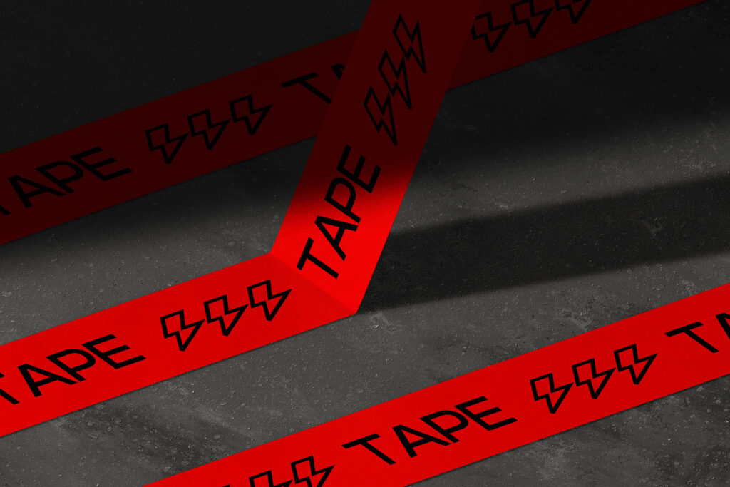 Front View of Tape Mockup Glued to Floor