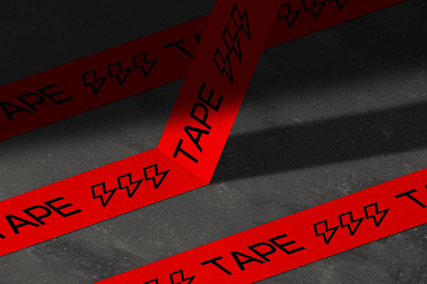 Front View of Tape Mockup Glued to Floor
