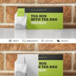 Front View of Tea Box Mockup with Tea Bag