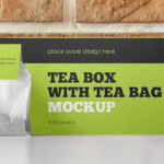 Front View of Tea Box Mockup with Tea Bag