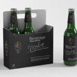 Front View of 3 Beverage Glass Bottles Mockup
