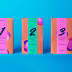 Front View of Three Classic Cardboard Pouch Packaging Mockup