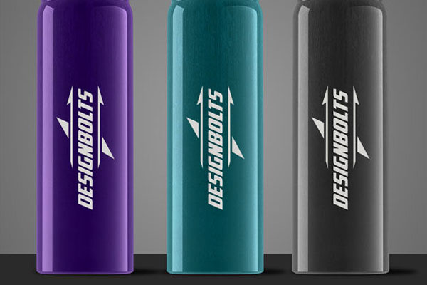 Front View of Three Eco-Friendly Water Bottles Mockup