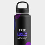 Front View of Three Metallic Water Bottle Mockups